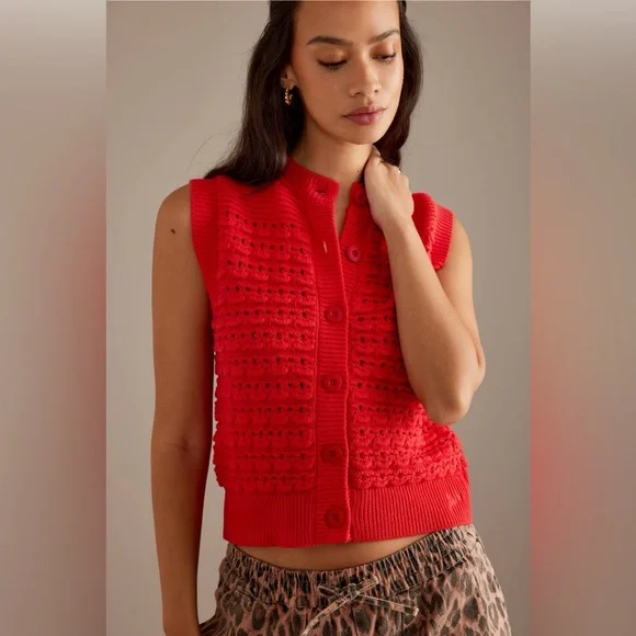 Damson Madder Aggie Knitted Tank in Red UK 10 / US 6 - Picture 8 of 15